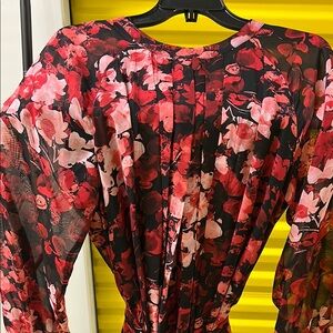 Donna Ricco Floral Red and Pink Dress